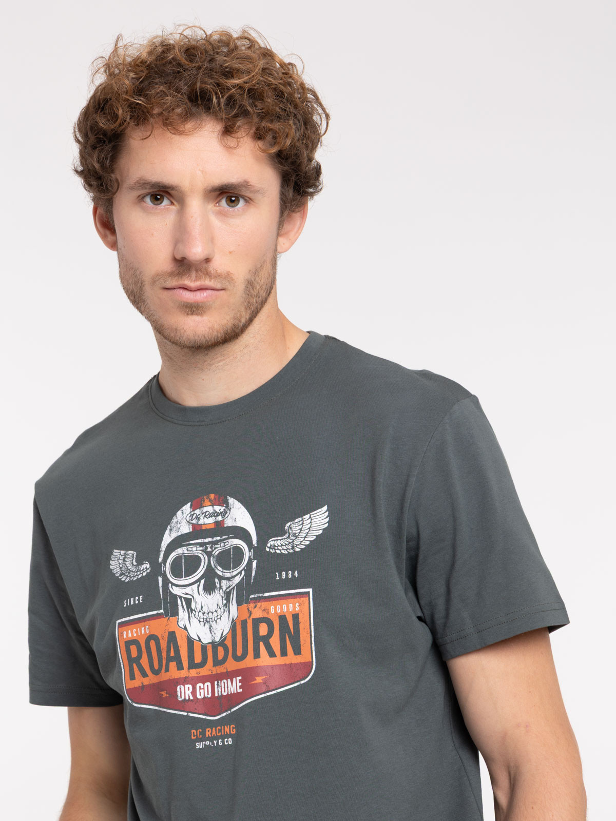 T-shirt homme imprimé gris ardoise