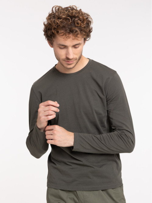 T-shirt manches longues kaki homme