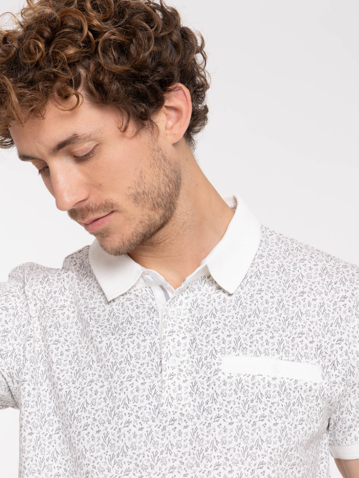 Polo motif fleur 100% coton homme