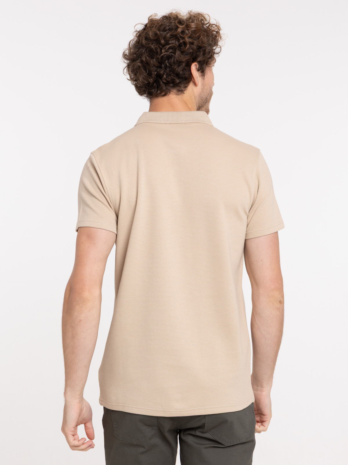 Polo rayures fines coloris sable homme