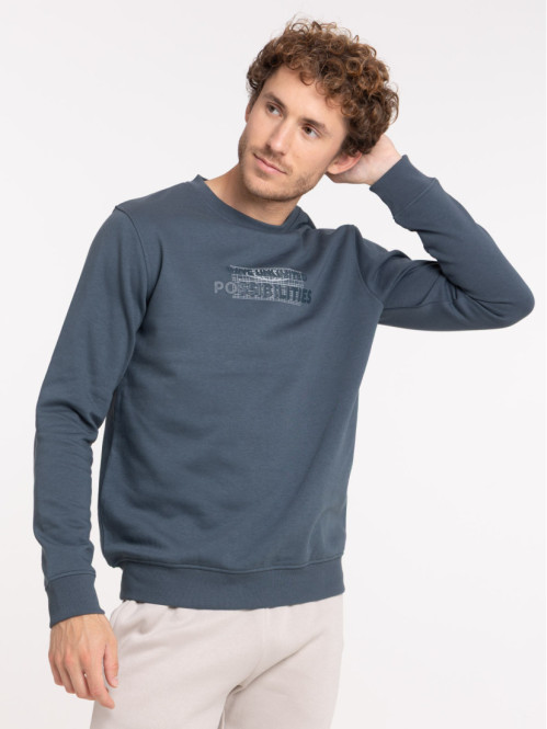 Sweat col rond message homme