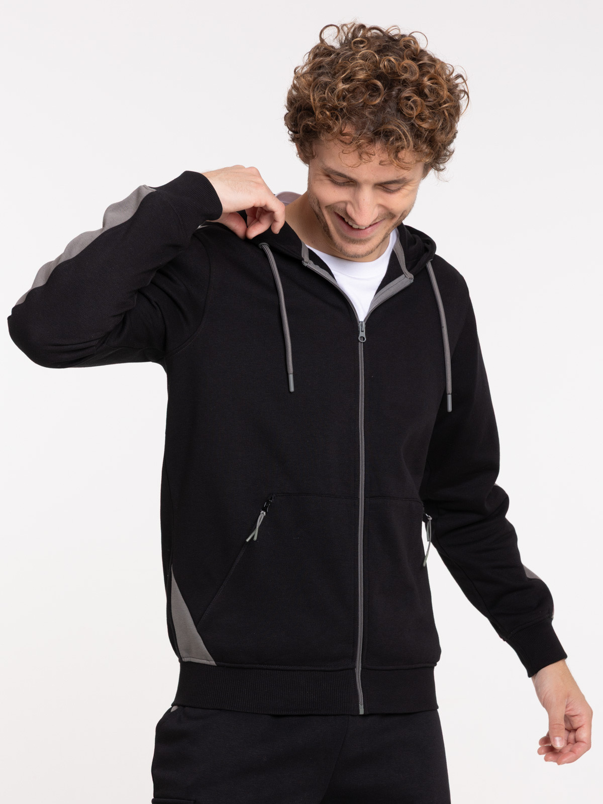 Sweat à capuche zippé noir homme