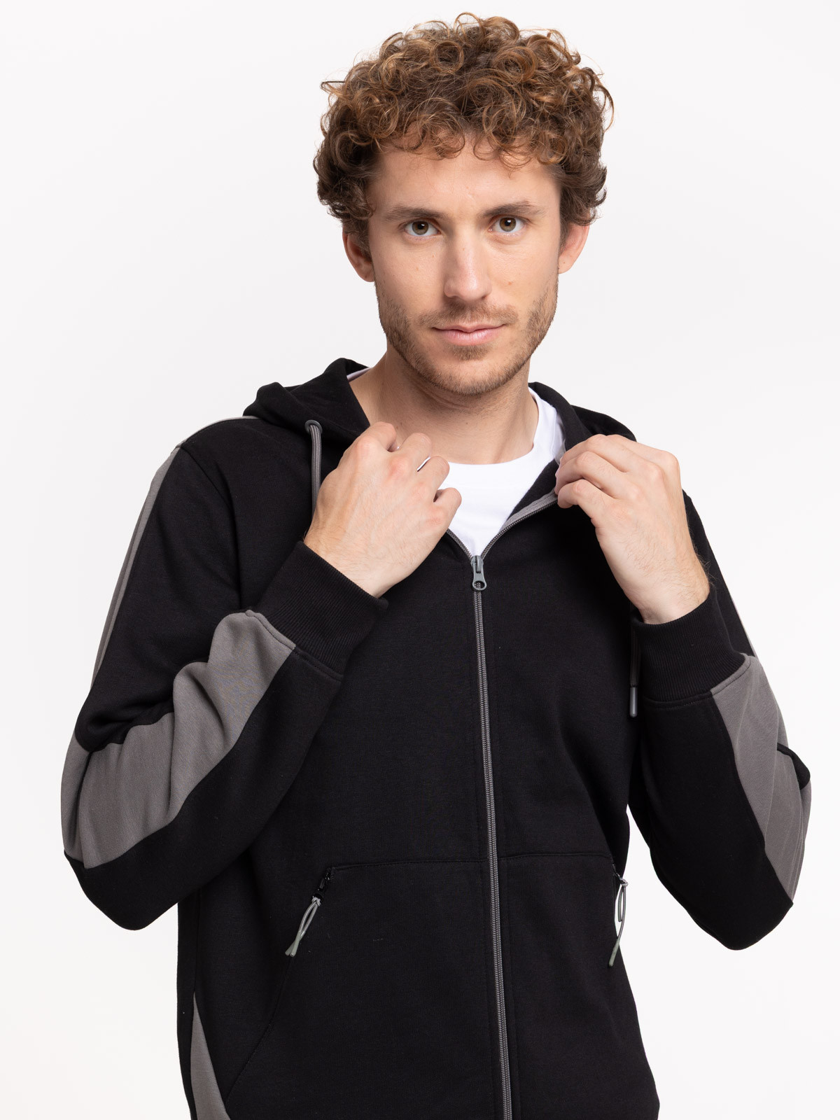 Sweat à capuche zippé noir homme