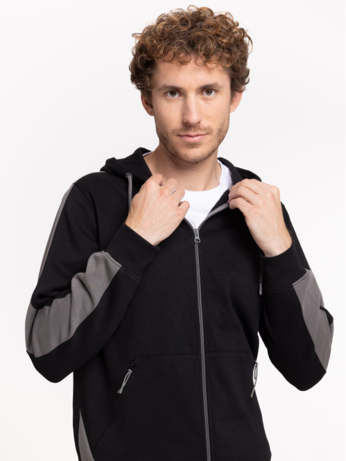 Sweat à capuche zippé noir homme