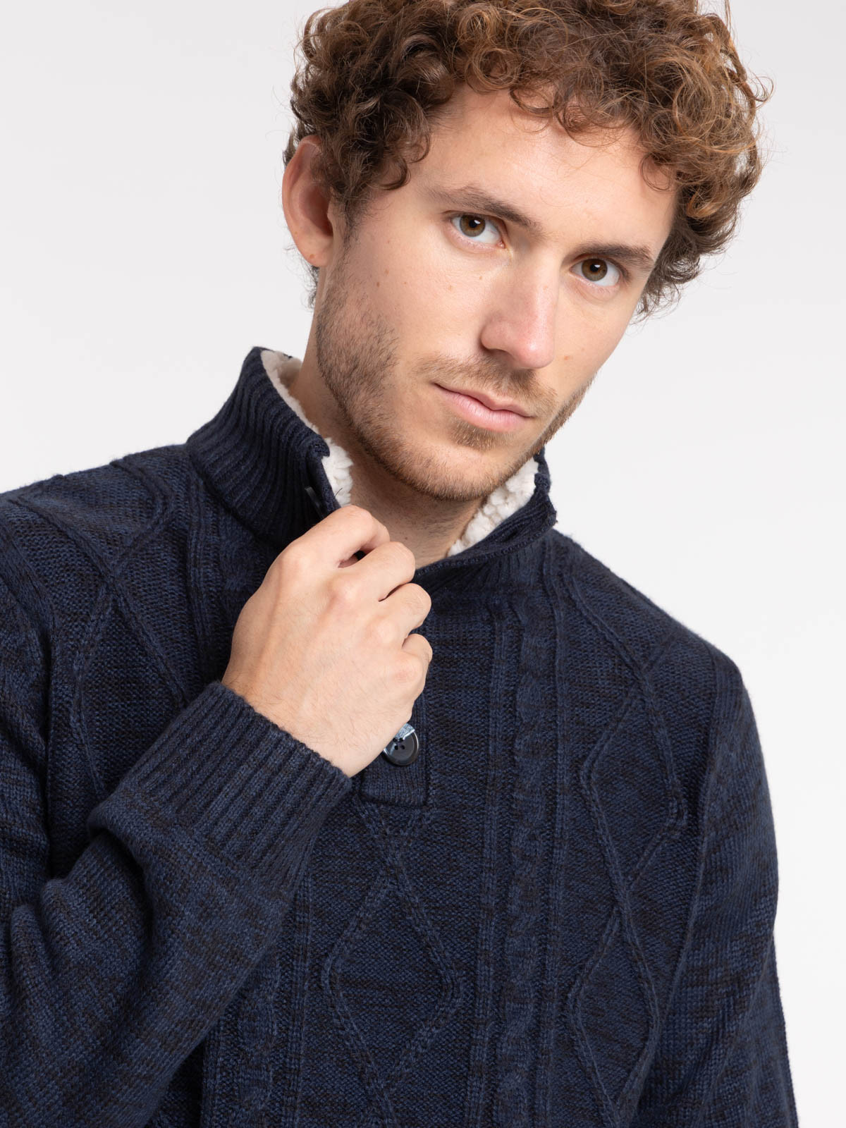 Pull col montant boutonné homme