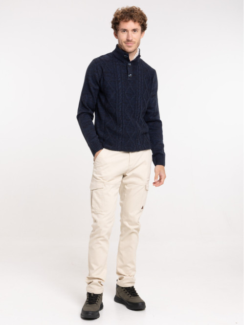 Pull col montant boutonné homme