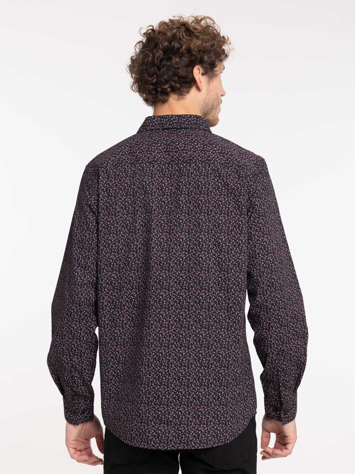 Chemise fleurie noire homme