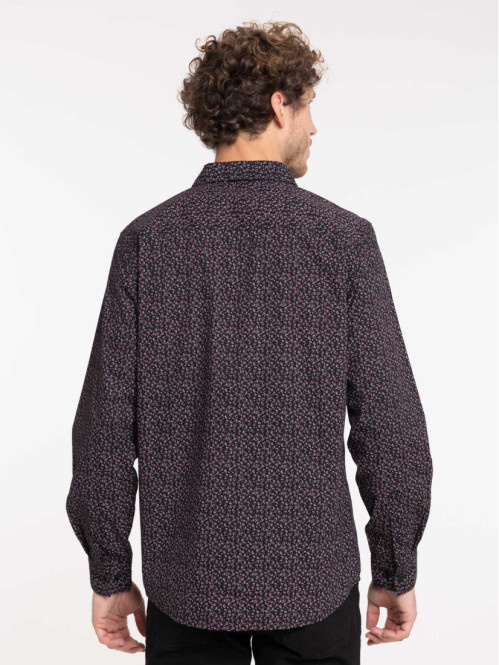 Chemise fleurie noire homme