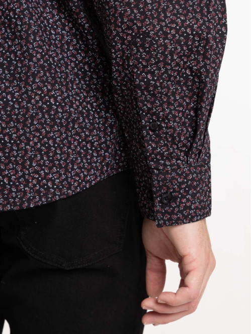 Chemise fleurie noire homme