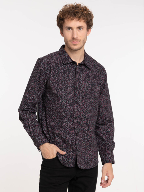 Chemise fleurie noire homme