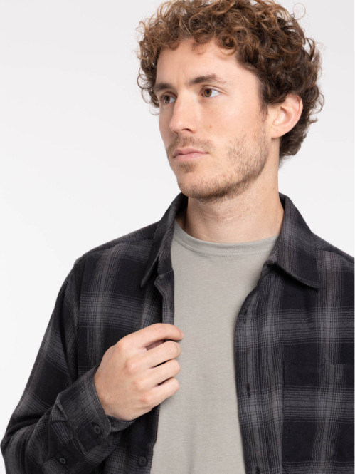 Chemise à carreaux noire homme
