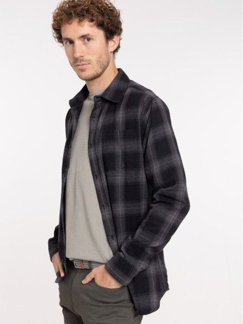 Chemise à carreaux noire homme