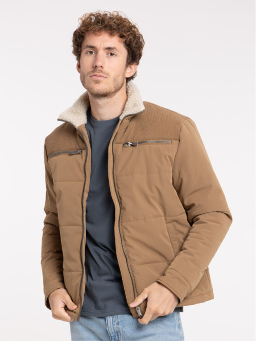 Blouson café foncé col sherpa homme