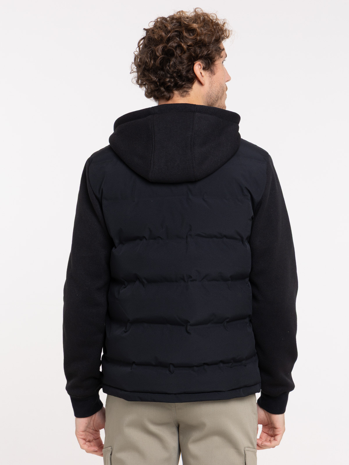 Doudoune noire bi-matière homme