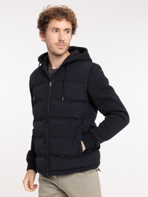 Doudoune noire bi-matière...