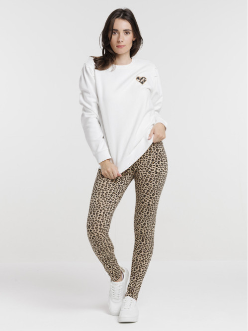 Sweat coeur léopard femme