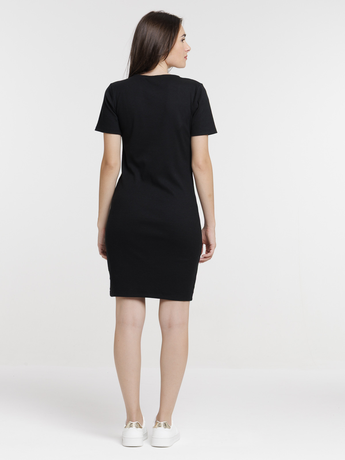 Robe courte côtelée noire femme Robe courte côtelée noire femme