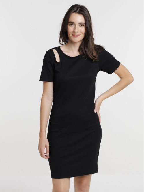 Robe courte côtelée noire...