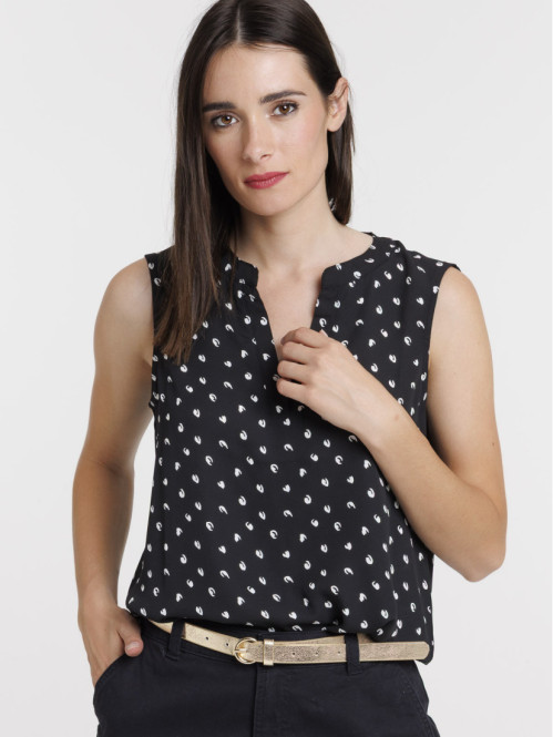 Blouse imprimée sans manches femme