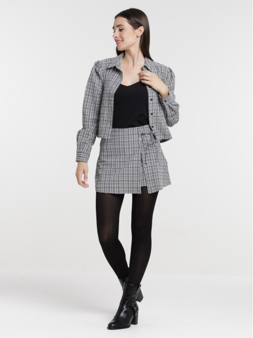 Jupe short à carreaux femme