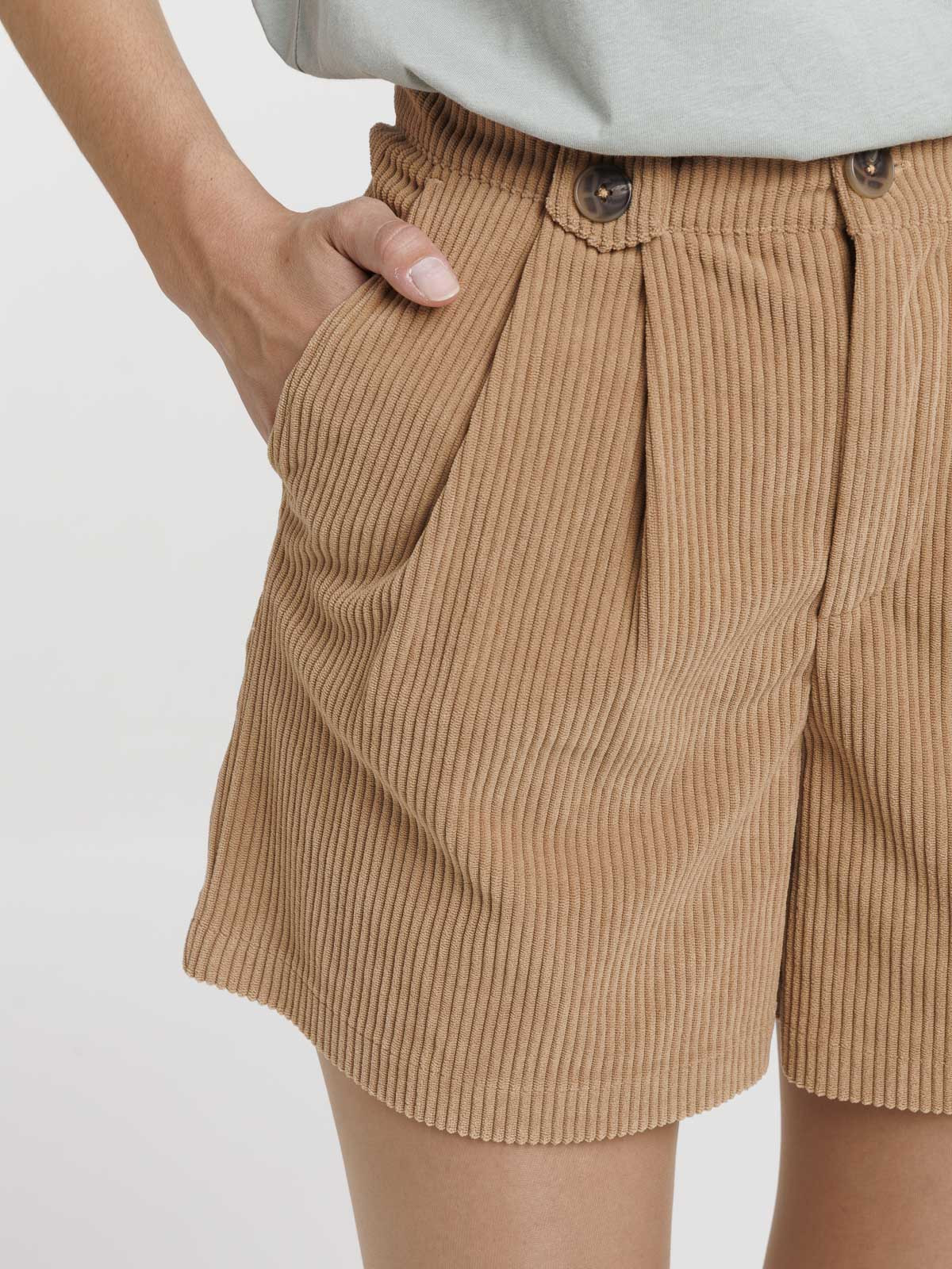 Short velours taille haute femme