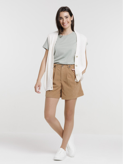 Short velours taille haute femme