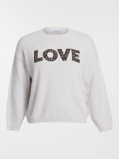 Pull love léopard grande taille femme