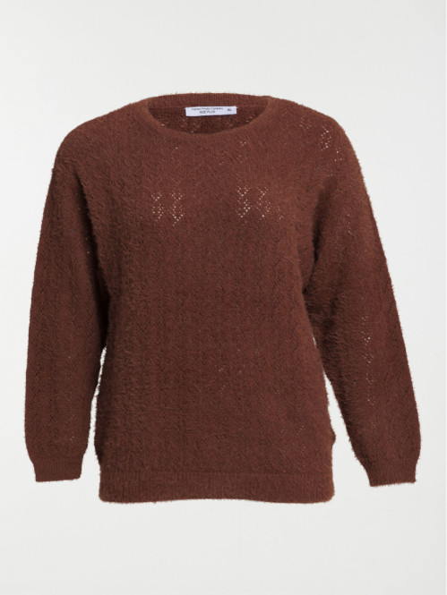 Pull marron grande taille femme