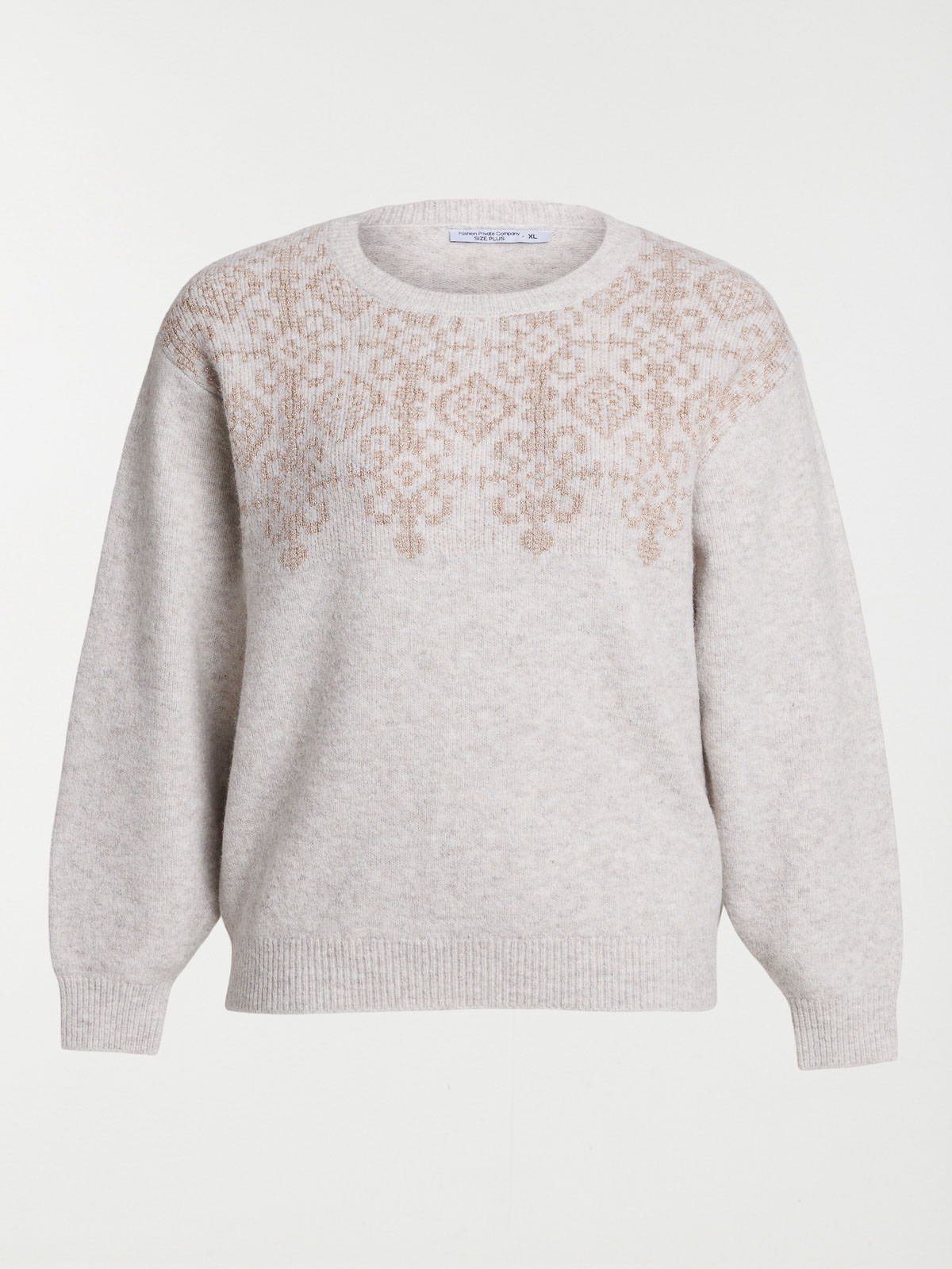 Pull beige rosé grande taille femme