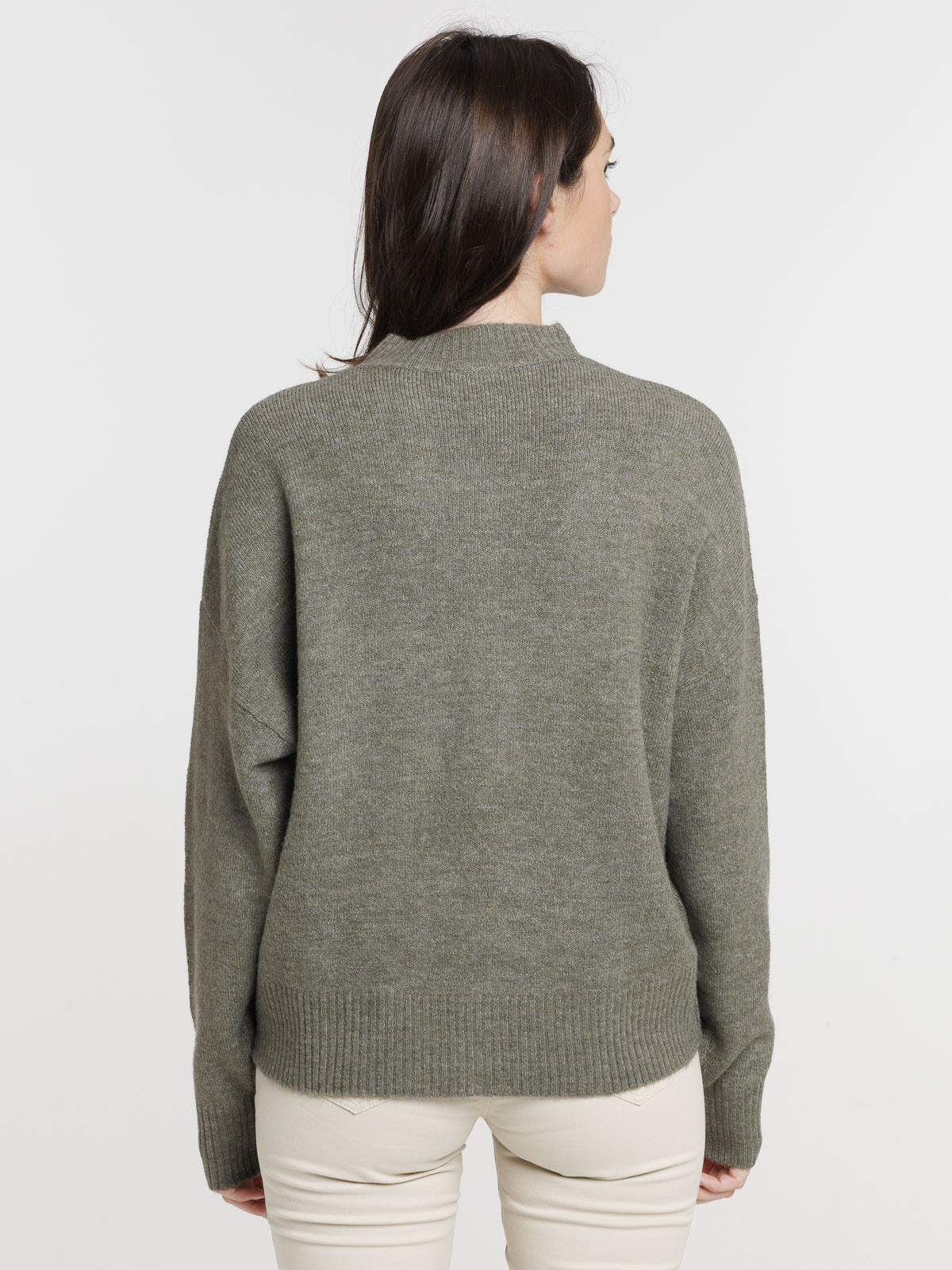 Pull col montant tilleul femme