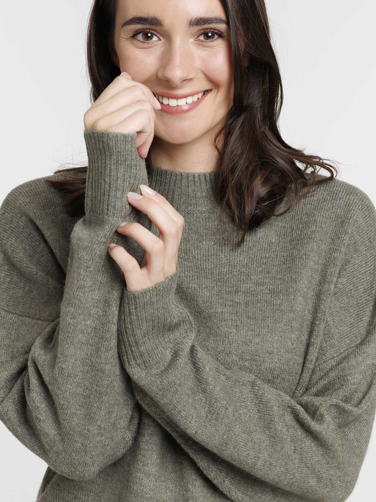 Pull col montant tilleul femme