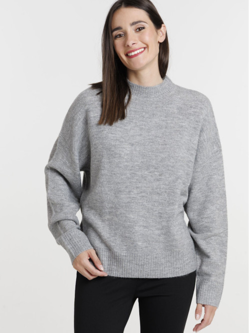 Pull femme col montant basique