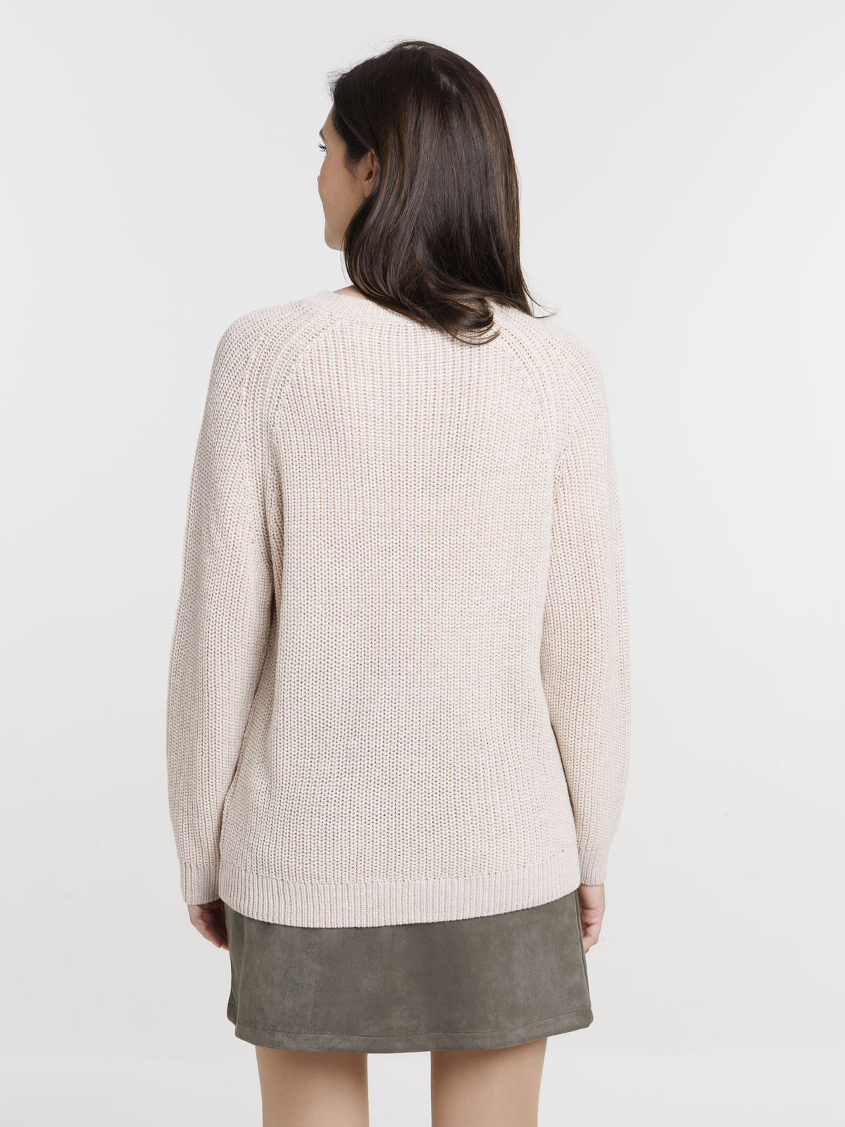 Pull maille brillante beige rosé femme Pull maille brillante beige rosé femme