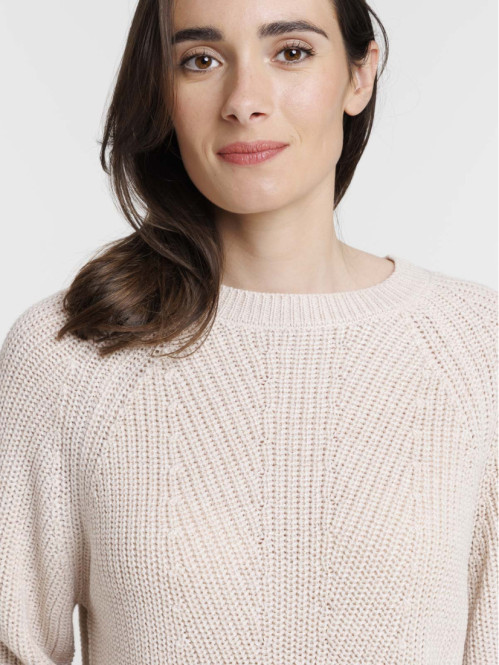 Pull maille brillante beige...