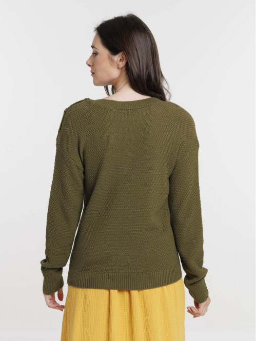 Pull kaki indien boutons...