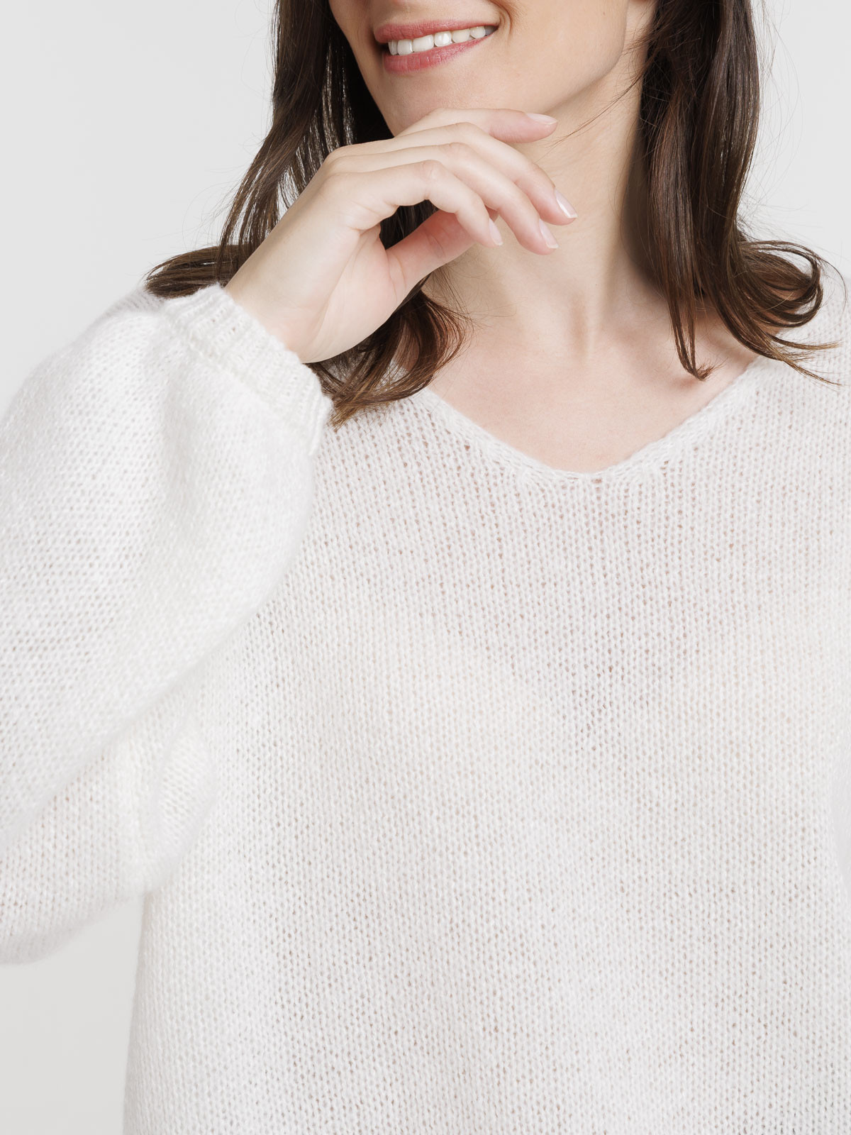 Pull col V écru femme Pull col V écru femme