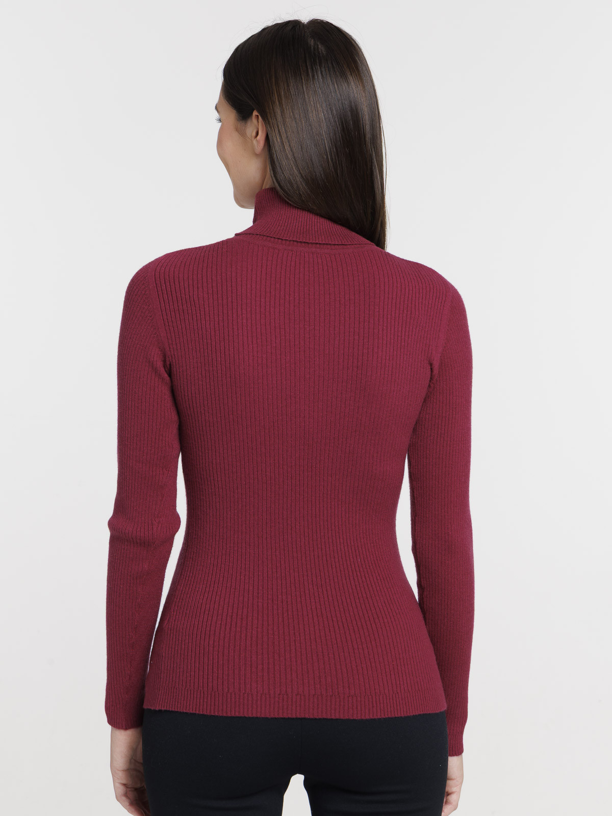 Pull col roulé lie de vin femme