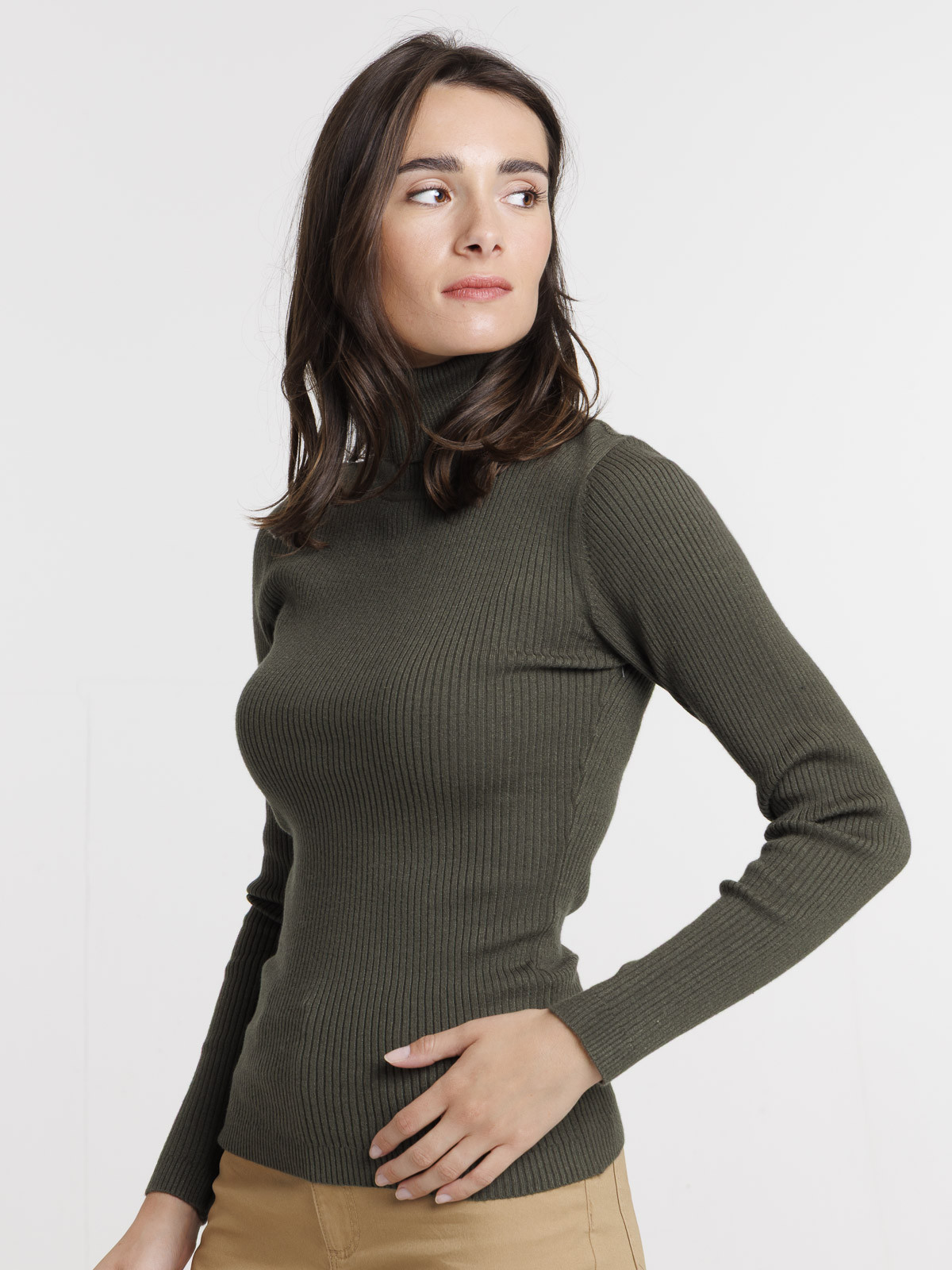 Pull col roulé vert foncé femme Pull col roulé vert foncé femme