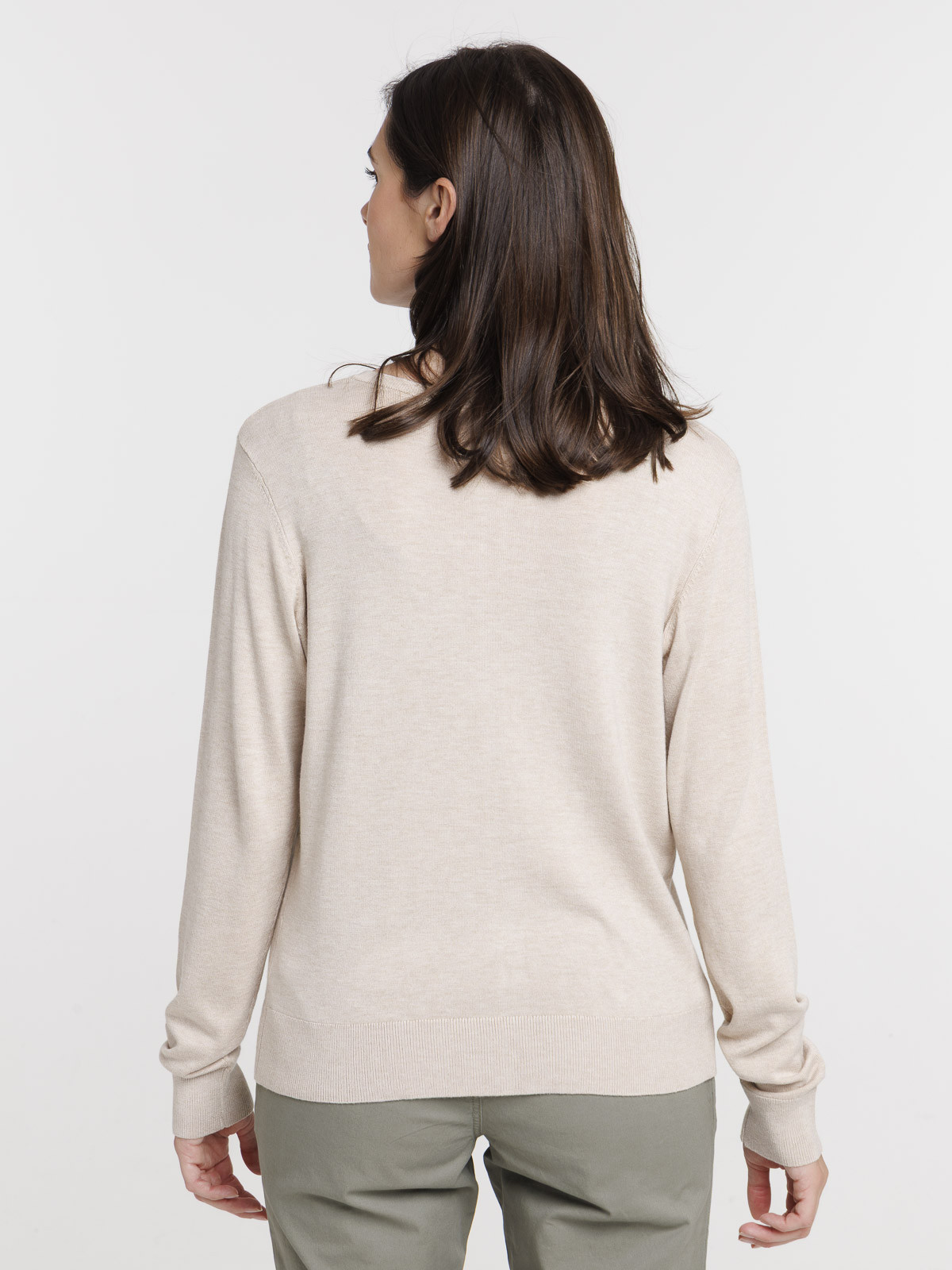 Gilet boutonné beige chiné femme