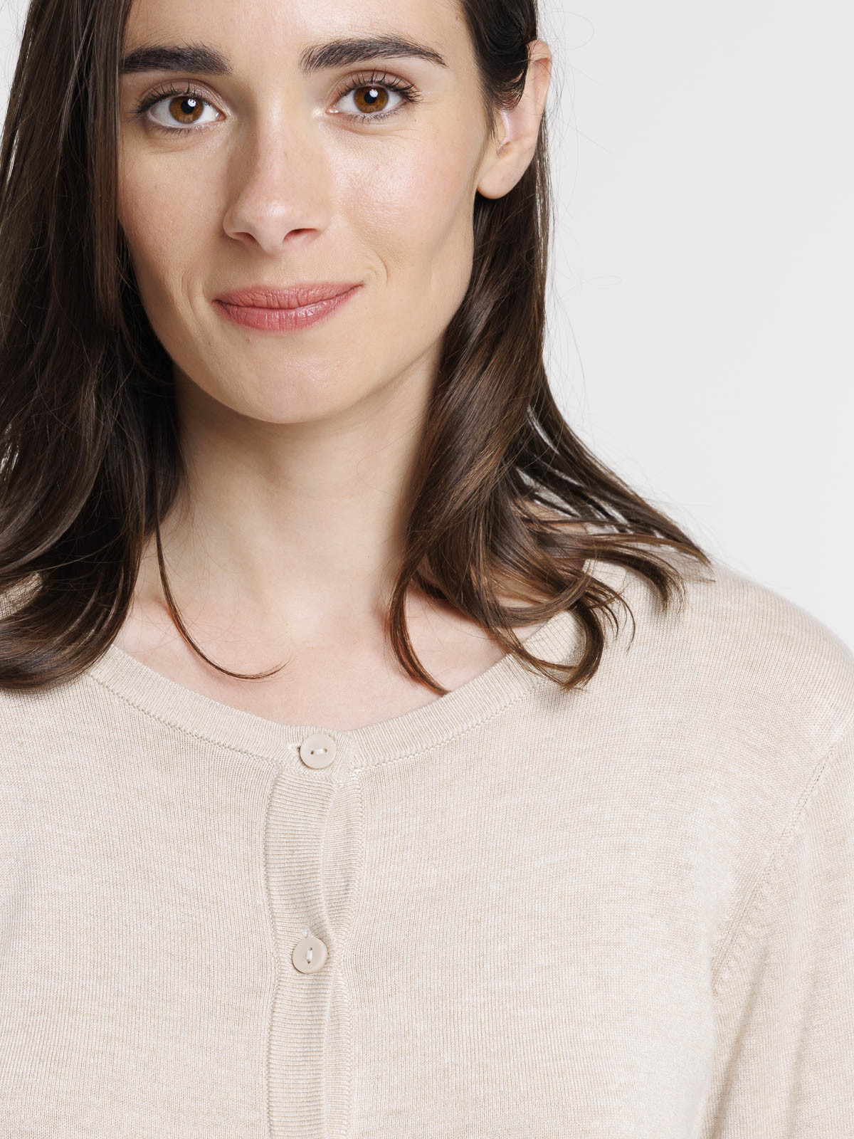 Gilet boutonné beige chiné femme