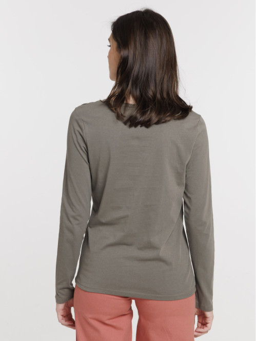 Tee-shirt coloris olive femme