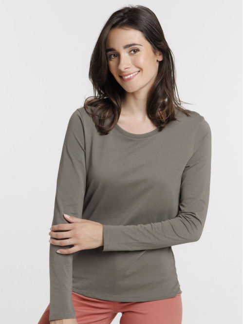 Tee-shirt coloris olive femme