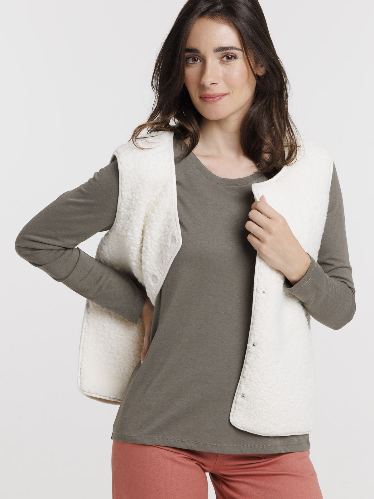 Tee-shirt coloris olive femme