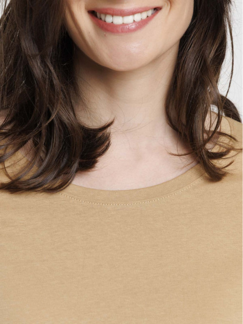 Tee-shirt coloris camel femme