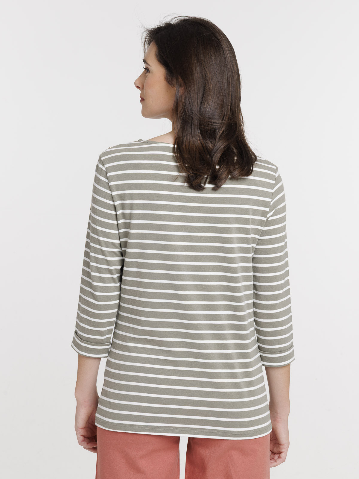 T-shirt écru rayé mousse clair femme T-shirt écru rayé mousse clair femme