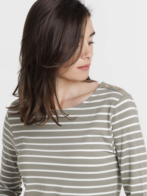 T-shirt écru rayé mousse clair femme T-shirt écru rayé mousse clair femme