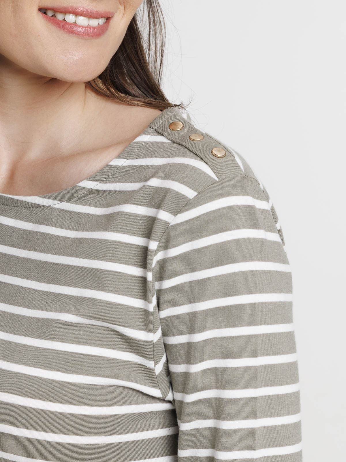 T-shirt écru rayé mousse clair femme T-shirt écru rayé mousse clair femme