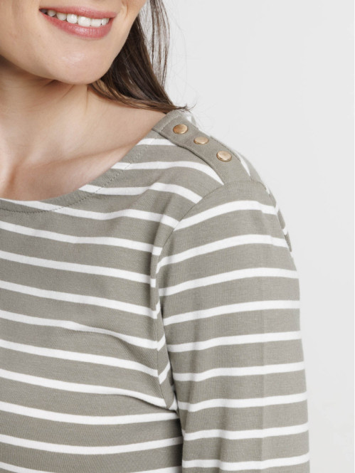 T-shirt écru rayé mousse clair femme T-shirt écru rayé mousse clair femme