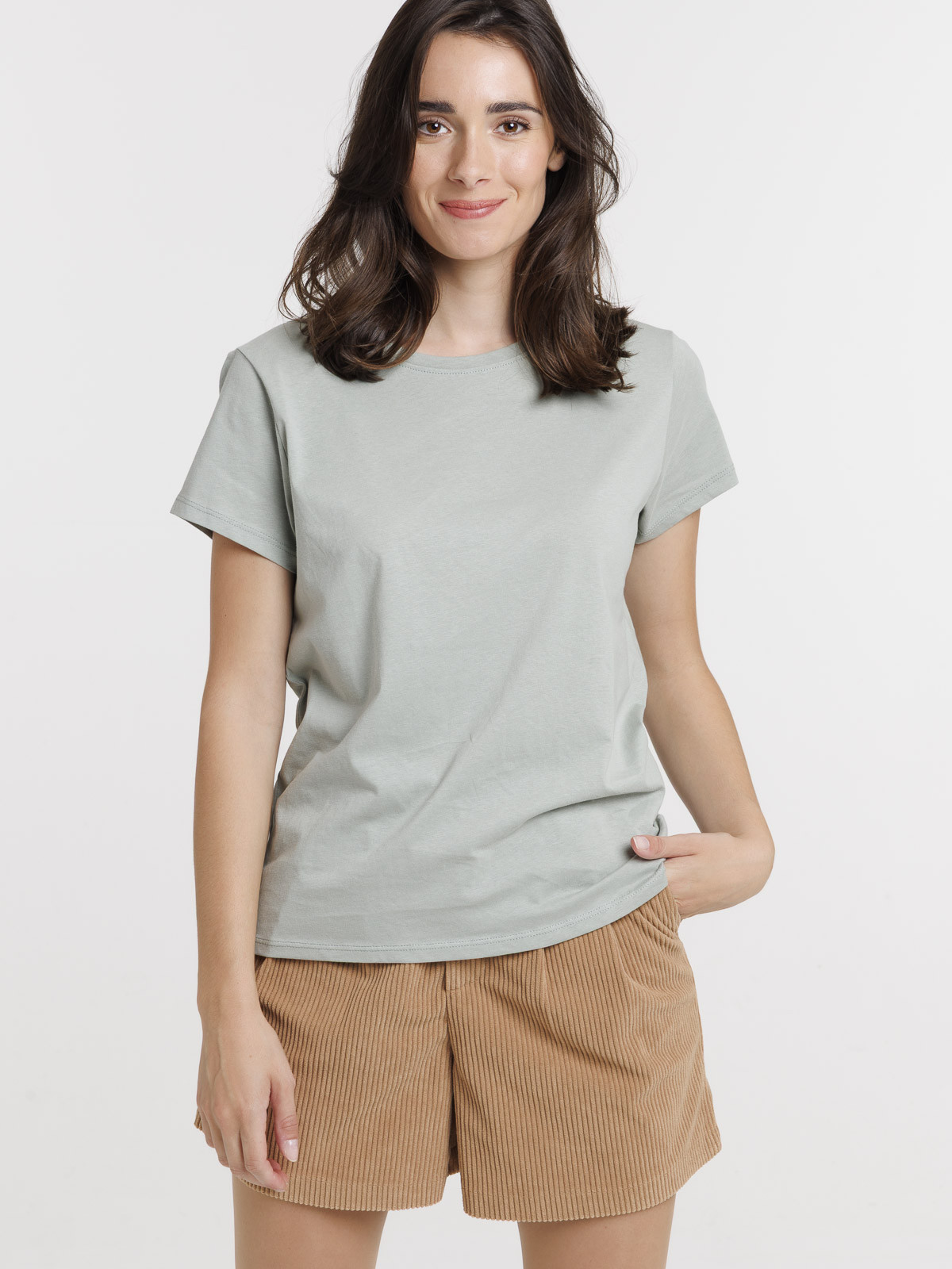 Tee-shirt col rond glaise femme