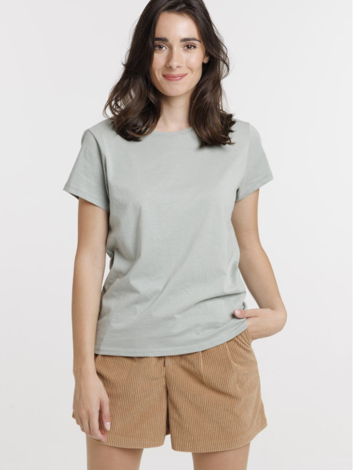 Tee-shirt col rond glaise femme
